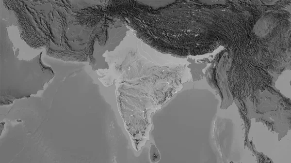 India Gebied Grayscale Hoogte Kaart Stereografische Projectie Ruwe Samenstelling Van — Stockfoto