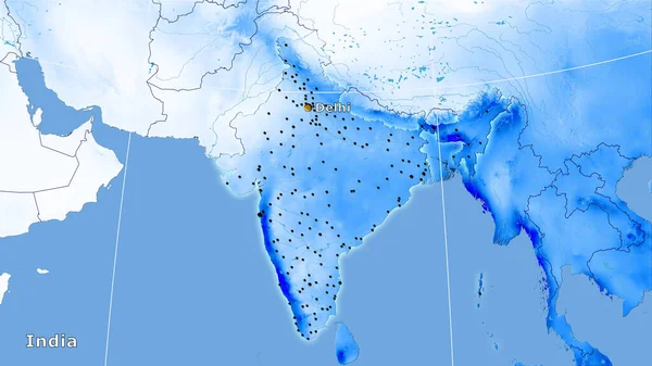 Oblast Indie Roční Mapě Srážek Stereografické Projekci Hlavní Skladba — Stock fotografie