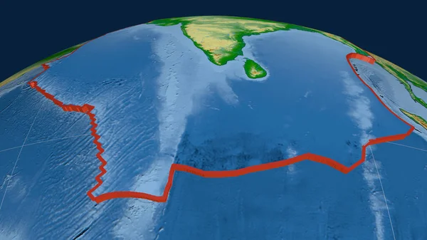 Placa Tectônica Indiana Extrudada Globo Mapa Físico Colorido Renderização — Fotografia de Stock
