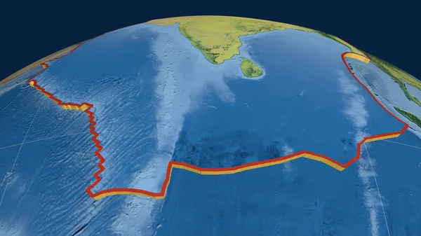 Indische Tektonische Platte Die Auf Dem Globus Extrudiert Wurde Topographische — Stockfoto