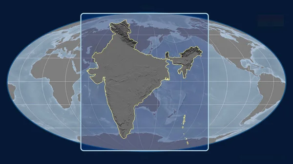 Vista Ampliada Del Contorno India Con Líneas Perspectiva Contra Mapa —  Fotos de Stock