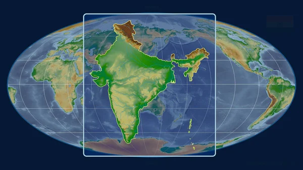 Zoomed Ενόψει Της Ινδίας Σκιαγραφήσει Προοπτικές Γραμμές Έναντι Ενός Παγκόσμιου — Φωτογραφία Αρχείου