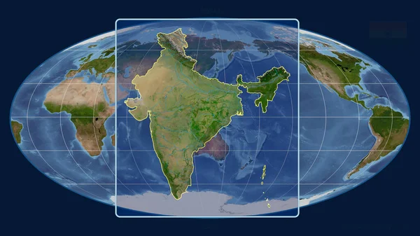 Vista Ampliada Del Contorno India Con Líneas Perspectiva Contra Mapa — Foto de Stock