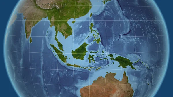 Indonézia Szomszédság Távoli Perspektíva Körvonal Nélkül Műholdas Képek — Stock Fotó