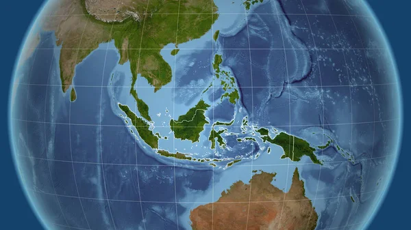 Indonésie Sousedství Vzdálená Perspektiva Obrysem Země Satelitní Snímky — Stock fotografie