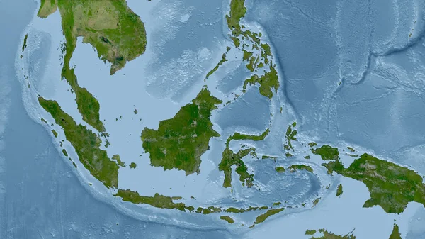 Indonesia Primer Plano Perspectiva Del País Sin Esbozo Imágenes Satélite — Foto de Stock