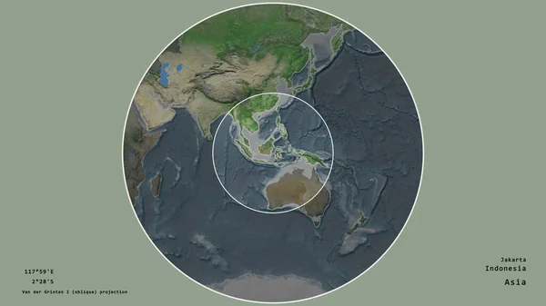 Zona Indonesia Marcada Con Círculo Mapa Gran Escala Del Continente — Foto de Stock