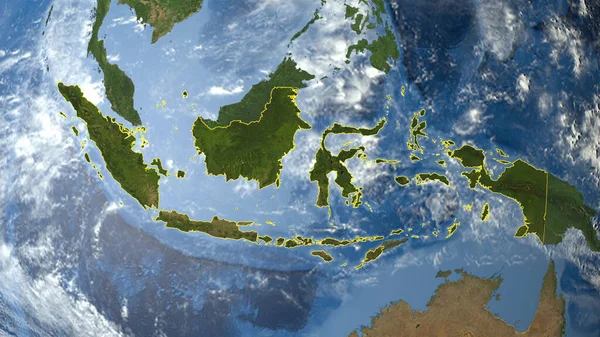 インドネシア概要 高解像度衛星画像 — ストック写真