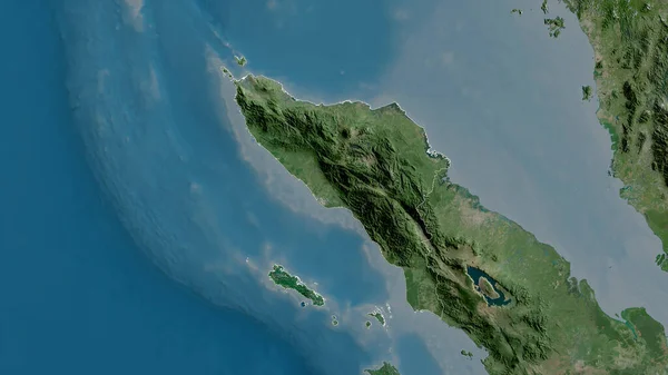 Aceh Autonome Provinz Indonesiens Satellitenbilder Umrissen Gegen Das Land Rendering — Stockfoto
