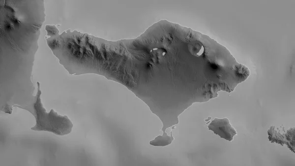 インドネシアのバリ州 湖や川とグレースケールの地図 形状は その国の領域に対して概説 3Dレンダリング — ストック写真