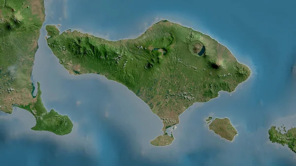 Бали Провинция Индонезия Спутниковые Снимки Форма Очерченная Против Территории Рендеринг — стоковое фото