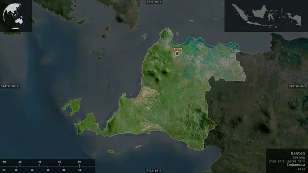 Banten Provincie Indonesië Satellietbeelden Vorm Gepresenteerd Tegen Zijn Landelijk Gebied — Stockfoto