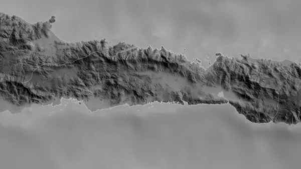 Gorontalo Province Indonesia Grayscaled Map Lakes Rivers Shape Outlined Its — Stock Photo, Image