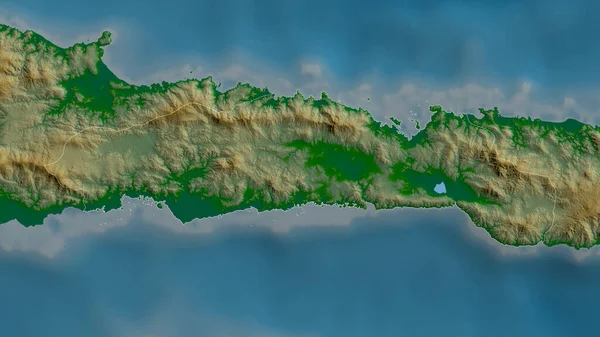 インドネシアのゴロンタロ州 湖や川と色シェーダーデータ 形状は その国の領域に対して概説 3Dレンダリング — ストック写真