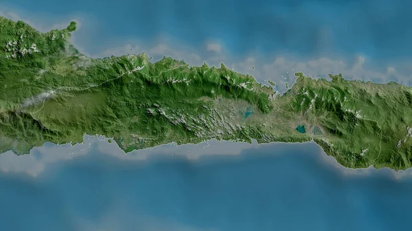 Gorontalo Provincie Indonésie Satelitní Snímky Tvar Rýsoval Jeho Venkovské Ploše — Stock fotografie