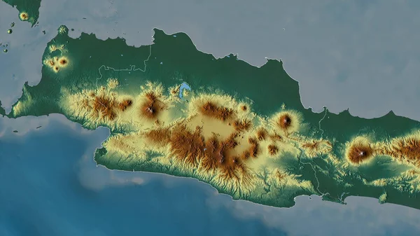 Jawa Barat Province Indonesia 五彩斑斓的湖泊和河流 形状与它的国家相对应 3D渲染 — 图库照片