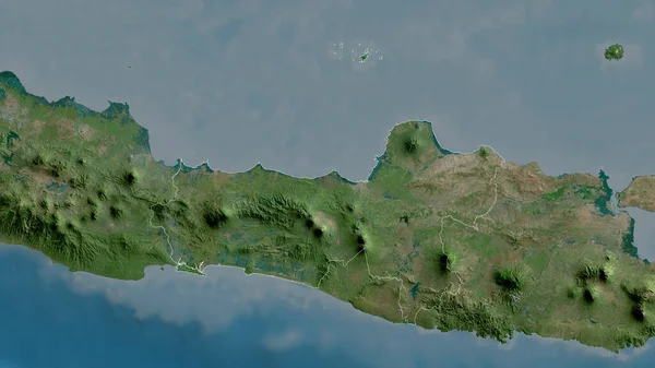 Jawa Tengah Stadt Indonesiens Satellitenbilder Umrissen Gegen Das Land Rendering — Stockfoto