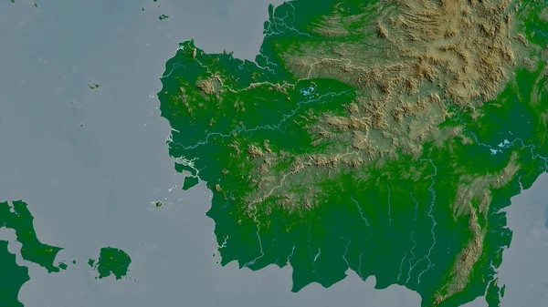 インドネシアのカリマンタン バラット州 湖や川と色シェーダーデータ 形状は その国の領域に対して概説 3Dレンダリング — ストック写真