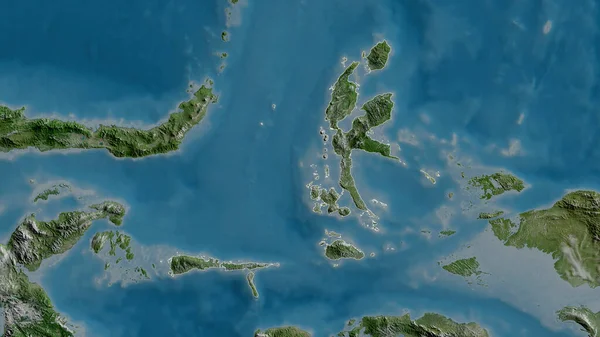 Maluku Utara Indonézia Tartomány Műholdas Képek Alakzat Körvonalazódik Ország Területén — Stock Fotó