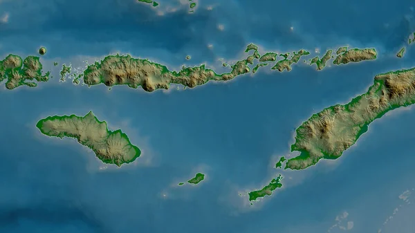 Nusa Tenggara Timur Provincie Indonesië Gekleurde Schaduwgegevens Met Meren Rivieren — Stockfoto