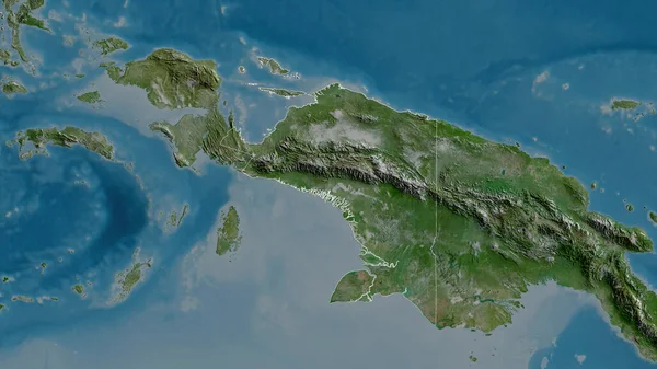 Papua Provincia Indonesia Imágenes Satélite Forma Delineada Contra Área País — Foto de Stock