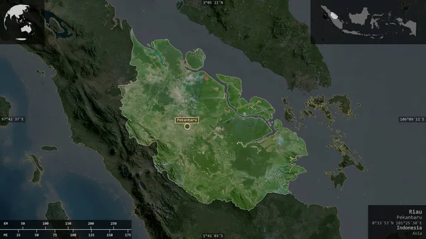 Riau Provincia Indonesia Imágenes Satélite Forma Presentada Contra Área País — Foto de Stock