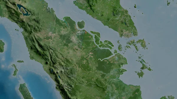 Riau Província Indonésia Imagens Satélite Forma Delineada Contra Sua Área — Fotografia de Stock