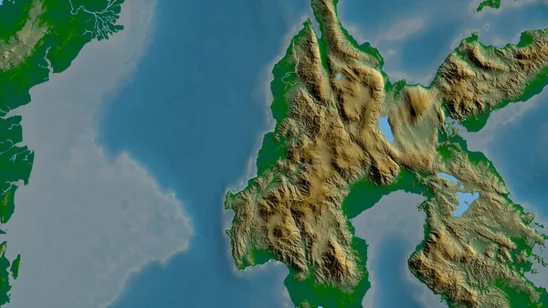 Sulawesi Barat Provincie Indonésie Barevná Data Jezery Řekami Tvar Rýsoval — Stock fotografie