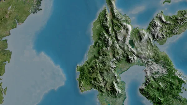 Sulawesi Barat Provinz Indonesien Satellitenbilder Umrissen Gegen Das Land Rendering — Stockfoto