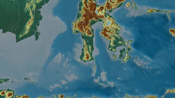Sulawesi Selatan Província Indonésia Relevo Colorido Com Lagos Rios Forma — Fotografia de Stock