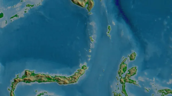 Sulawesi Utara Provincia Indonesia Datos Sombreado Colores Con Lagos Ríos —  Fotos de Stock