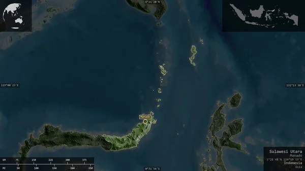 Sulawesi Utara Province Indonésie Imagerie Satellite Forme Présentée Contre Zone — Photo