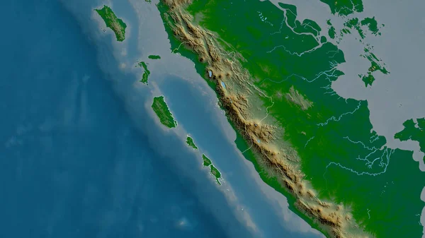 Sumatera Barat Provincia Indonesia Datos Sombreado Colores Con Lagos Ríos — Foto de Stock