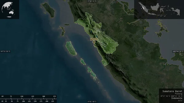 Sumatera Barat Provincia Indonesia Imágenes Satélite Forma Presentada Contra Área — Foto de Stock