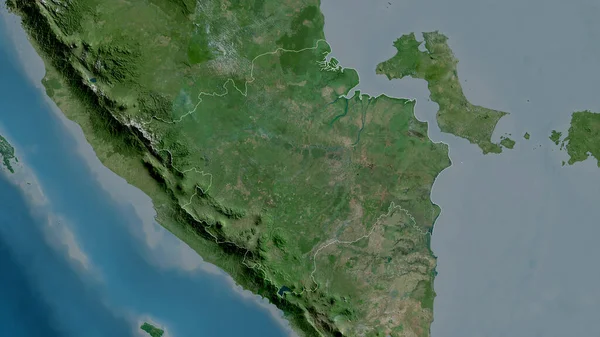 Sumatera Selatan Provincia Indonesia Imágenes Satélite Forma Delineada Contra Área — Foto de Stock