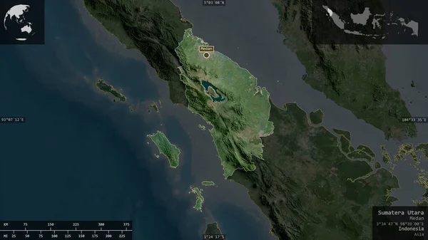 Sumatera Utara Provincia Indonesia Imágenes Satélite Forma Presentada Contra Área — Foto de Stock