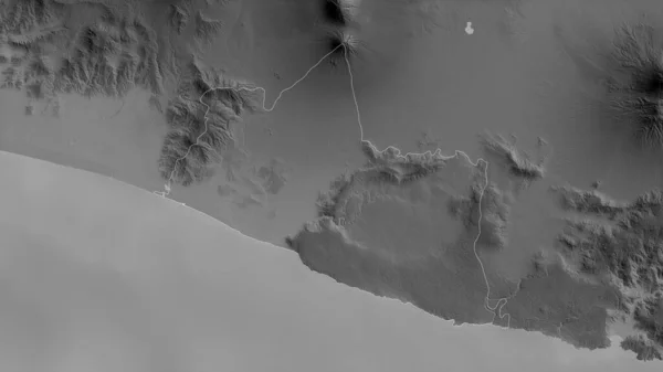 インドネシアの特別な地域 ジョグジャカルタ 湖や川とグレースケールの地図 形状は その国の領域に対して概説 3Dレンダリング — ストック写真