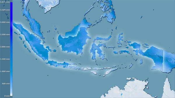 Curah Hujan Paling Dingin Wilayah Indonesia Dalam Proyeksi Stereografi Dengan — Stok Foto