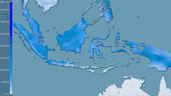 Neerslag Van Koudste Wijk Het Indonesische Gebied Stereografische Projectie Met — Stockfoto