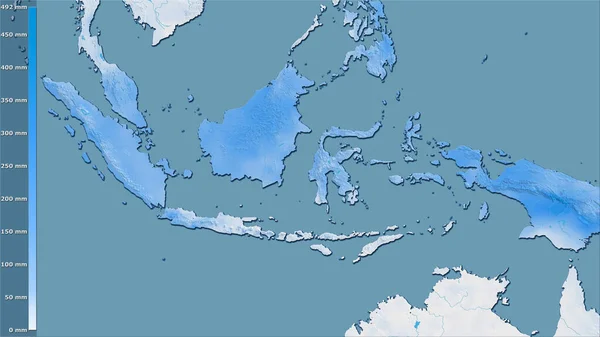 Niederschlag Des Trockensten Monats Raum Indonesien Der Stereographischen Projektion Mit — Stockfoto