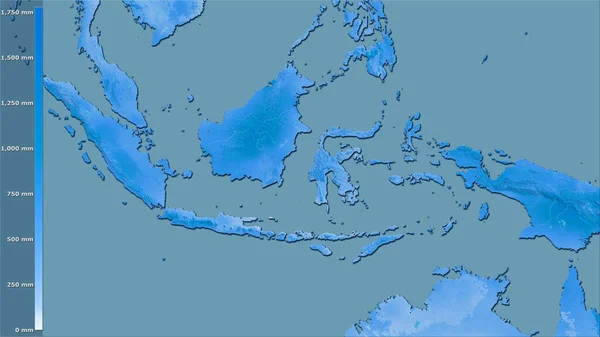 Υετός Του Θερμότερου Τριμήνου Στην Περιοχή Της Ινδονησίας Στην Στερεογραφική — Φωτογραφία Αρχείου