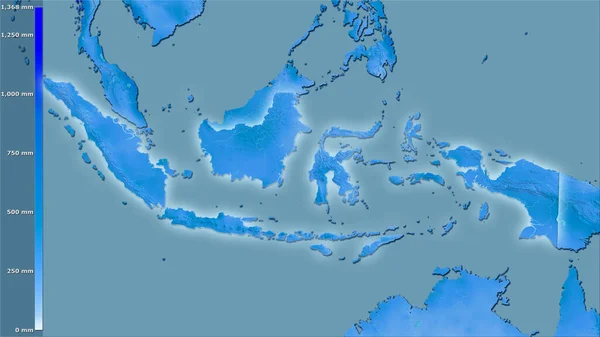 Niederschlag Des Nassesten Monats Raum Indonesien Der Stereographischen Projektion Mit — Stockfoto