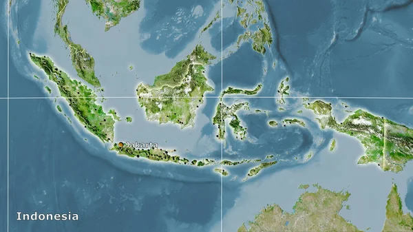 Индонезия Площадь Спутнике Карта Стереографической Проекции Основная Композиция — стоковое фото