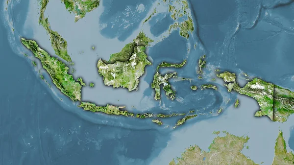 Indonesien Auf Dem Satelliten Eine Karte Der Stereographischen Projektion Rohe — Stockfoto