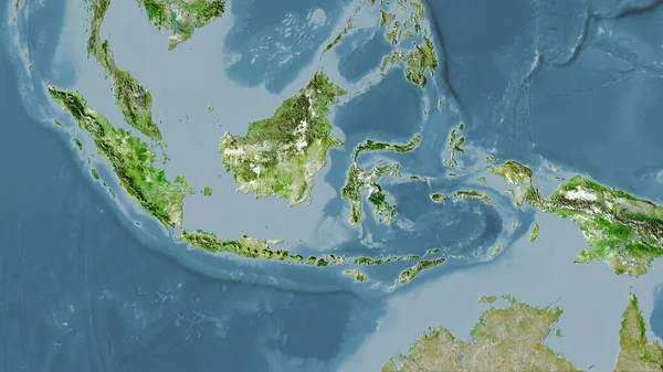 Obszar Indonezji Satelicie Mapa Projekcji Stereograficznej Surowy Skład Warstw Rastrowych — Zdjęcie stockowe