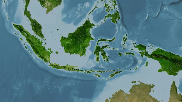 Indonesien Område Satellit Kartan Stereografisk Projektion Sammansättning Raster Skikt — Stockfoto