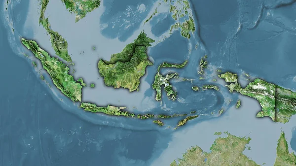 Obszar Indonezji Mapie Satelitarnej Projekcji Stereograficznej Surowa Kompozycja Warstw Rastrowych — Zdjęcie stockowe