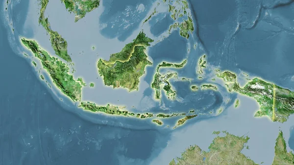 Wilayah Indonesia Pada Peta Satelit Dalam Proyeksi Stereografi Komposisi Mentah — Stok Foto