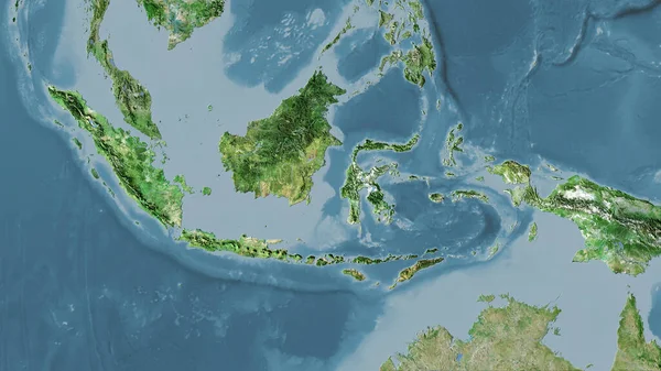 Obszar Indonezji Mapie Satelitarnej Projekcji Stereograficznej Surowy Skład Warstw Rastrowych — Zdjęcie stockowe