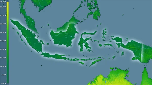 Mittlere Jährliche Temperaturschwankung Innerhalb Des Indonesiengebiets Der Stereographischen Projektion Mit — Stockfoto
